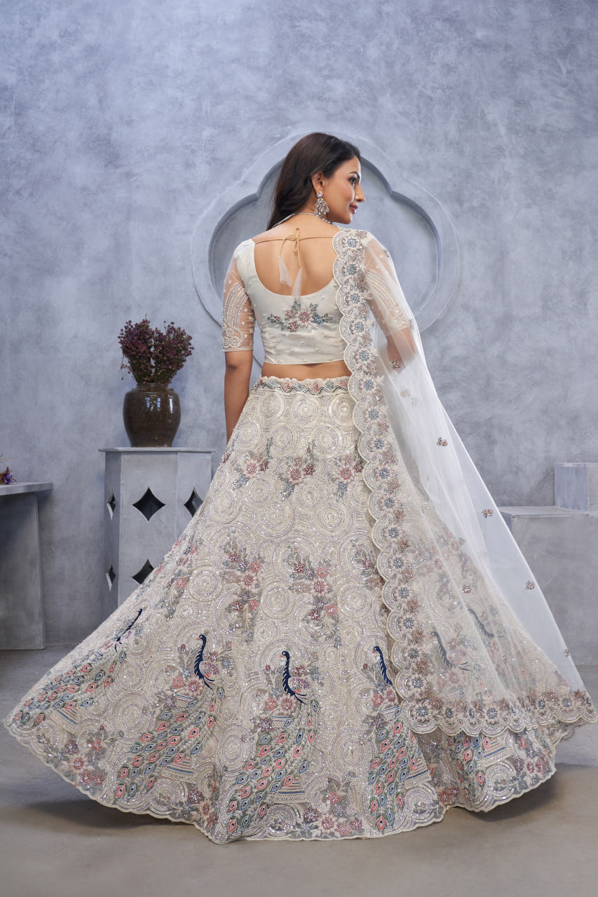 PREMIUM PEACOCK & BAGH EMBROIDERED DESIGN WITH SEQUINS, STONES & SITARA