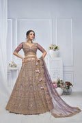 ROYAL GRANDEUR BRIDAL PURPLE SOFT NET LEHENGA WITH PAISLEY & PEACOCK MOTIFS AND HEAVY EMBROIDERY