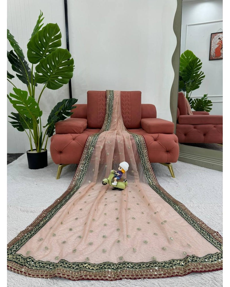 DESIGNER LOOK THREAD & SEQUENCE WORK SAREE WITH BLOUSE