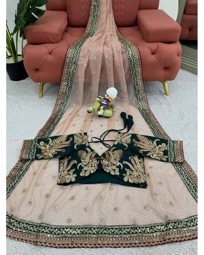 DESIGNER LOOK THREAD & SEQUENCE WORK SAREE WITH BLOUSE