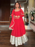 MAHARANI RED KARVA CHAUTH SPECIAL ANARKALI SUIT SET – ROYAL ELEGANCE