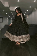 BLACK SEQUINS WORK FABVILLA ANARKALI SUIT SET