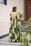 FLOWING MEHNDI GREEN MAXI GOWN FOR WOMEN