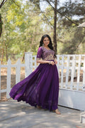 STUNNING PURPLE GOWN WITH EMBROIDERY ZARI SEQUIN WORK