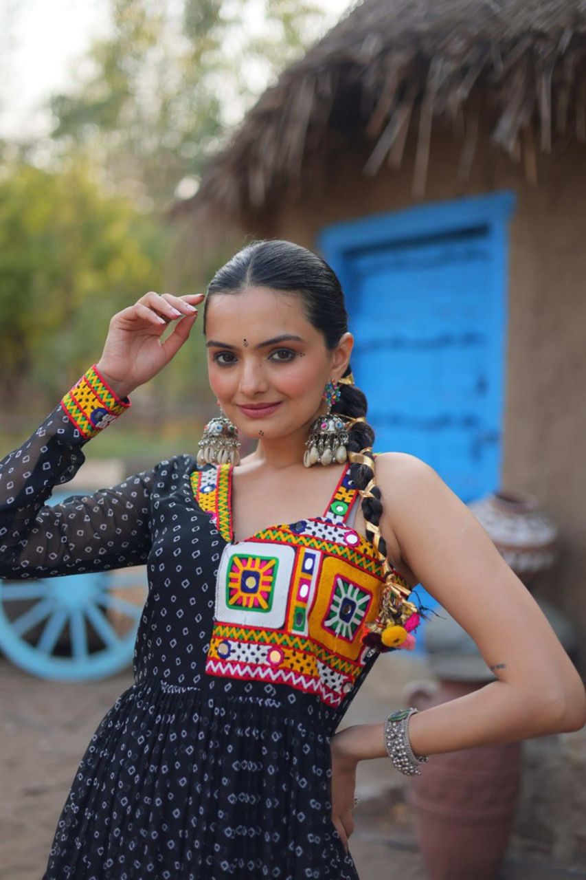 LUXURIOUS BLACK GOWN PERFECT FOR NAVRATRI & CULTURAL EVENTS