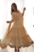 STUNNING MULTI-COLOUR HEAVY SOFT FOX GEORGETTE ZIGZAG PRINT ANARKALI