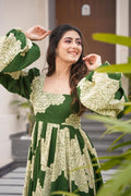 FLOWING MEHNDI GREEN MAXI GOWN FOR WOMEN