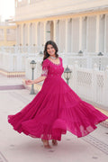 RANI PINK FULLY FLARED GOWN WITH SEQUINS WORK
