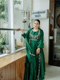 GREEN COLOR SILK BASE EMBROIDERED WORK ANARKALI SUIT SET OF 4