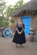 SOPHISTICATED BLACK GOWN INTRICATE KUTCHI GANTHI WORK