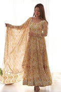 STUNNING MULTI-COLOUR HEAVY SOFT FOX GEORGETTE ZIGZAG PRINT ANARKALI