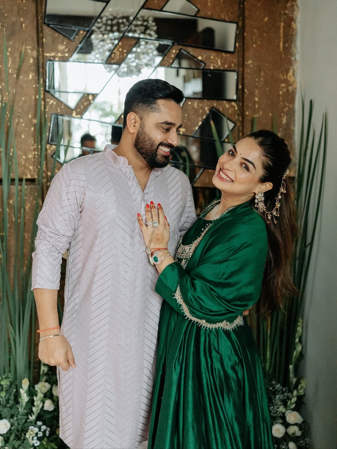 GREEN COLOR SILK BASE EMBROIDERED WORK ANARKALI SUIT SET OF 4