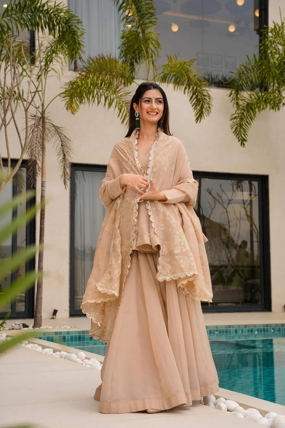 TABBY ORGANZA MUKESH WORK KURTA SUIT
